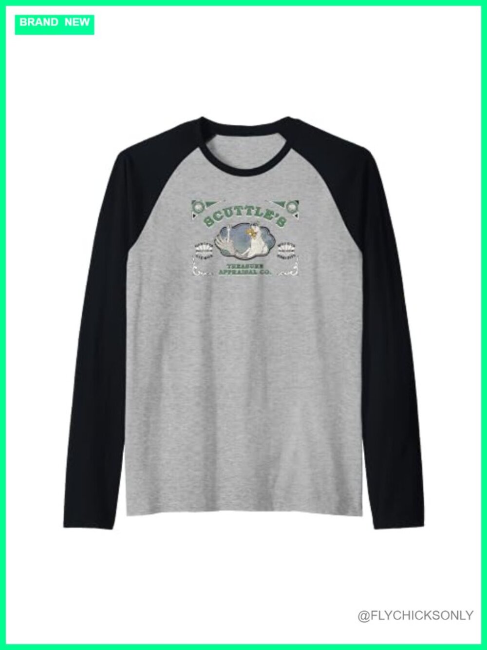 Disney Little Mermaid Scuttle's Treasure Appraisal Raglan Baseball Tee